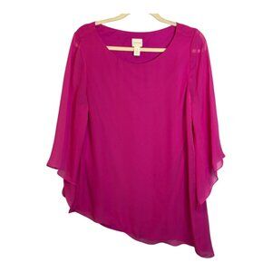 Chico's Blouse Women's Size Medium Flutter Flowy Office Pink Chico's‎ 1